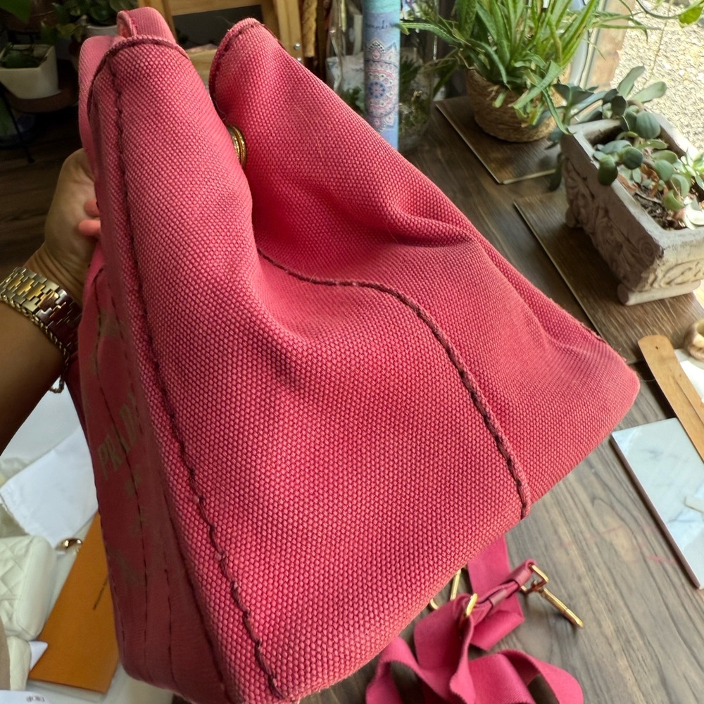 Prada Pink Canapa Canvas Tote Bag - Picture 6 of 10